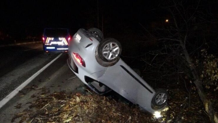 Uşak’ta şarampole devrilen araçta 4 kişi yaralandı